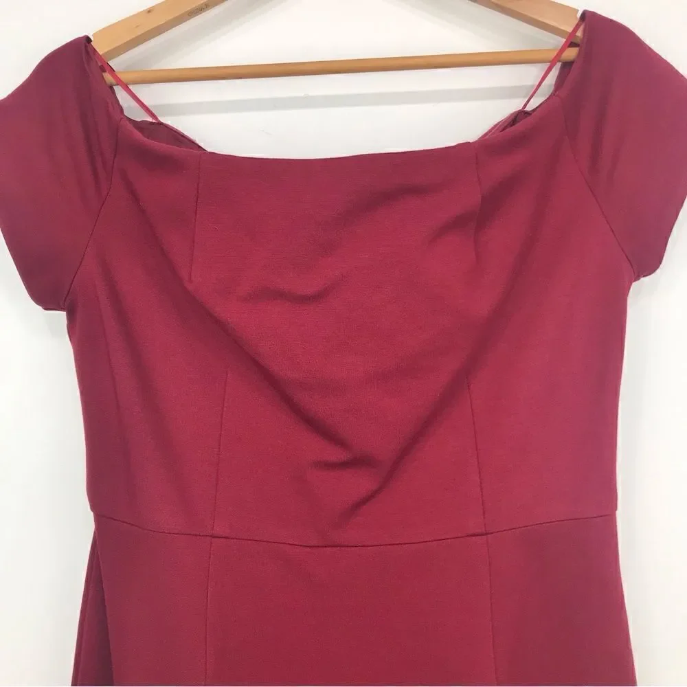 Trina Turk CANDELLYN Cranberry Red Scoop Neck Fitted Holiday Sheath Pencil Dress